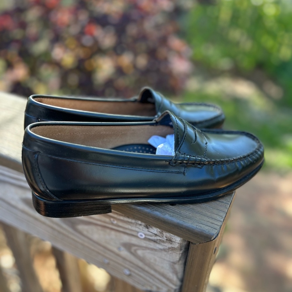 Black Leather Penny Loafers